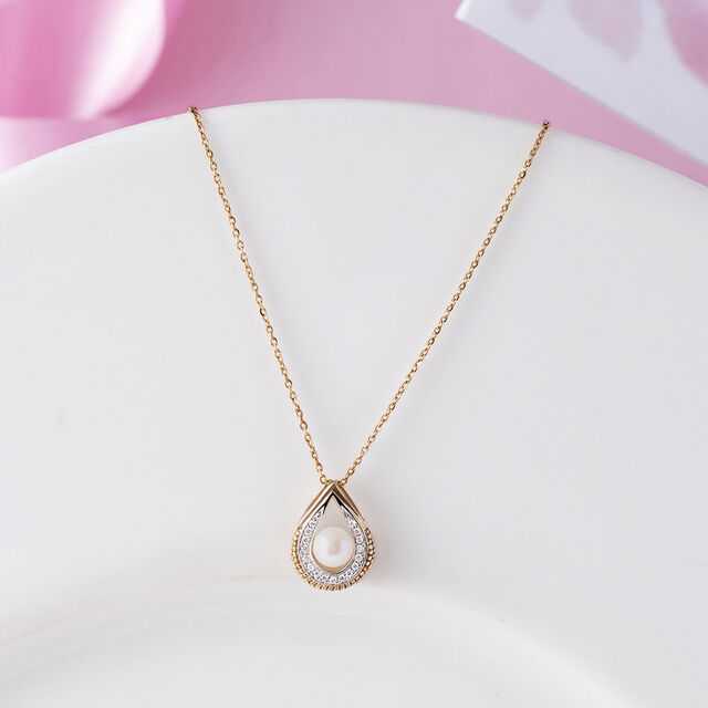 Soft Lustrous Pearl & Diamond Pendant,,hi-res image number null
