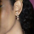Disco Beat Gold & Diamond Drop Earrings,,hi-res view 1