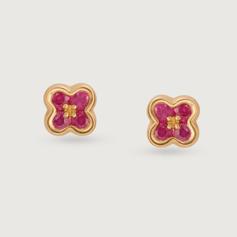 Ruby Blossom 14KT Gold & Diamond Stud Earrings