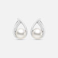 Sophisticated Pearl Silver Stud Earrings,,hi-res view 3