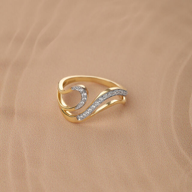 Eternal Wave 14 Kt Gold & Diamond Finger Ring,,hi-res image number null