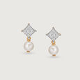 Ivory Charm Diamond & Gold Stud Earrings,,hi-res view 3