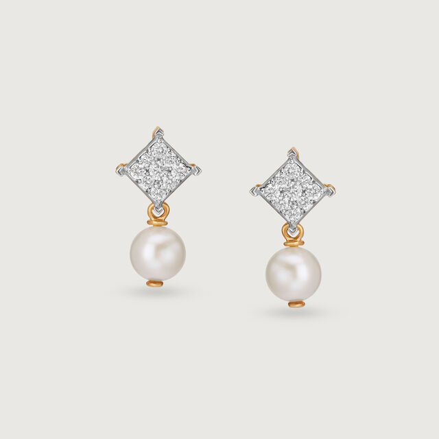 Ivory Charm Diamond & Gold Stud Earrings,,hi-res image number null