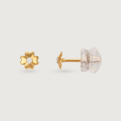 Floral Glow 14 Kt Gold and Diamond Stud Earrings