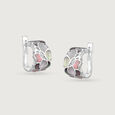 Mother of Pearl Blossom Silver Hoop Earrings,,hi-res view 2