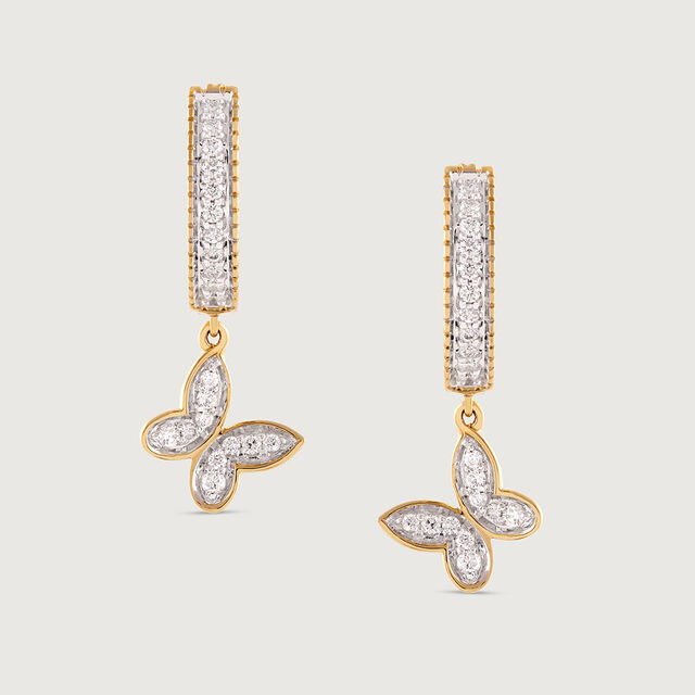 Butterfly Bliss Gold & Diamond Hoop Earrings,,hi-res image number null