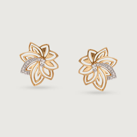 Flourishing Elegance Diamond 14KT Yellow Gold Stud Earrings