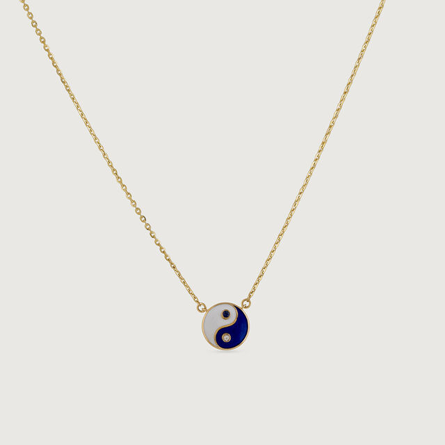 Yin Yang Evil Eye Gold Pendant with Chain,,hi-res image number null