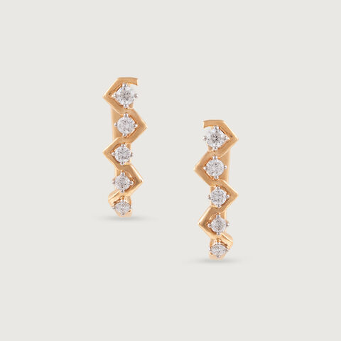 Artful Twist Gold & Diamond Hoop Earrings