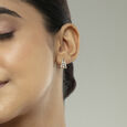 Geo Luxe Gold & Diamond Hoop Earrings,,hi-res view 2