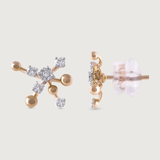 Groovy Glow Gold & Diamond Stud Earrings,,hi-res image number null
