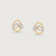 Glistening Teardrop Gold & Diamond Stud Earrings,,hi-res view 3