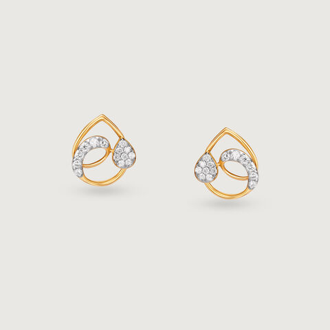 Glistening Teardrop Gold & Diamond Stud Earrings