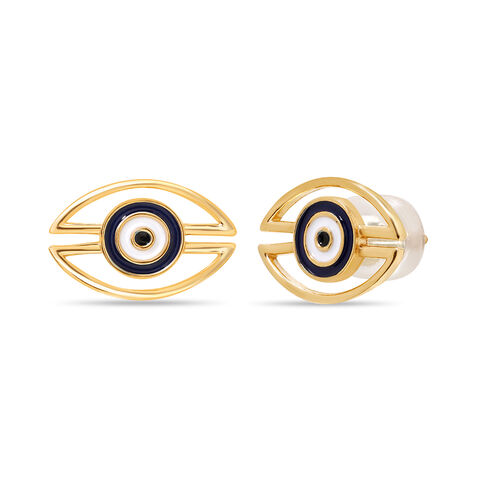 14KT Yellow Gold Geometric Evil Eye Stud Earrings