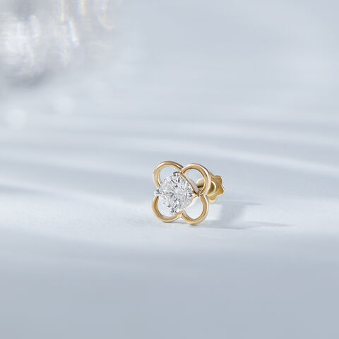 Floral Orbit Gold and Diamond Nose Pin