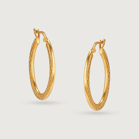22KT Yellow Gold Stylish Classy Hoop Earrings