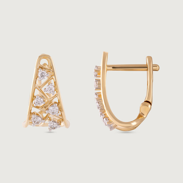 Bold Luxe Gold & Diamond Hoop Earrings,,hi-res image number null