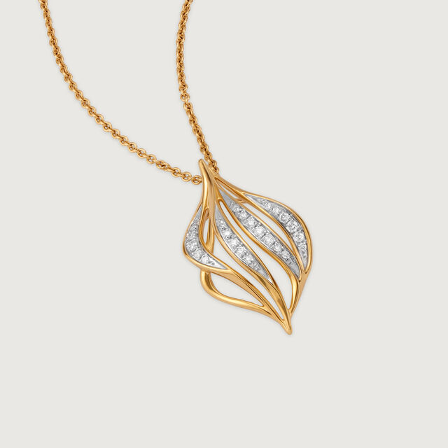 Draped Elegance 14 Kt Gold & Diamond Pendant,,hi-res image number null