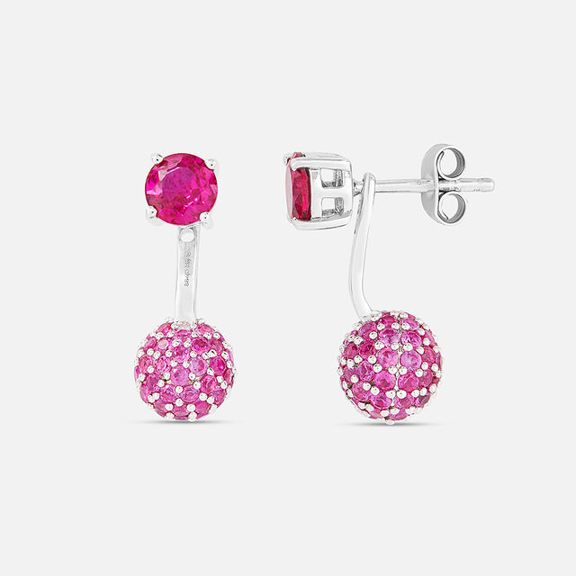 Dramatic Pink Silver Drop Earrings,,hi-res image number null