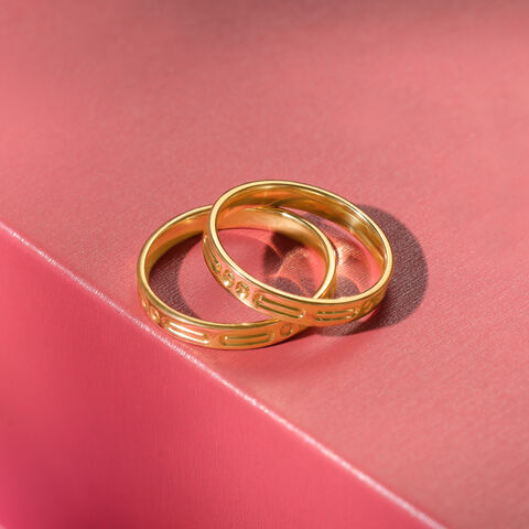 Heartfelt Band 18KT Gold Couple Ring-Single Piece
