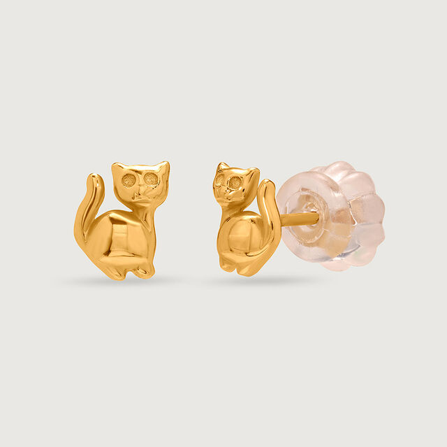 Kitty Couture 18KT Gold Stud Earrings,,hi-res image number null