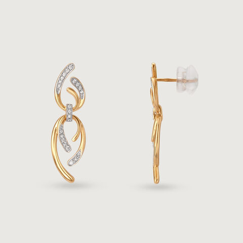 Allure Link 14 Kt Gold & Diamond Drop Earrings