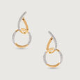 Modern Elegance Gold & Diamond Hoop Earrings,,hi-res view 3