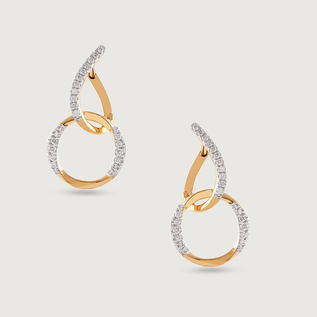 Modern Elegance Gold & Diamond Hoop Earrings,,hi-res image number null