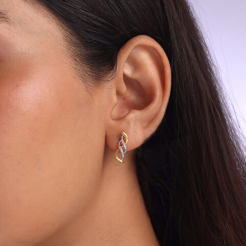 Graceful Twist Gold & Diamond Stud Earrings