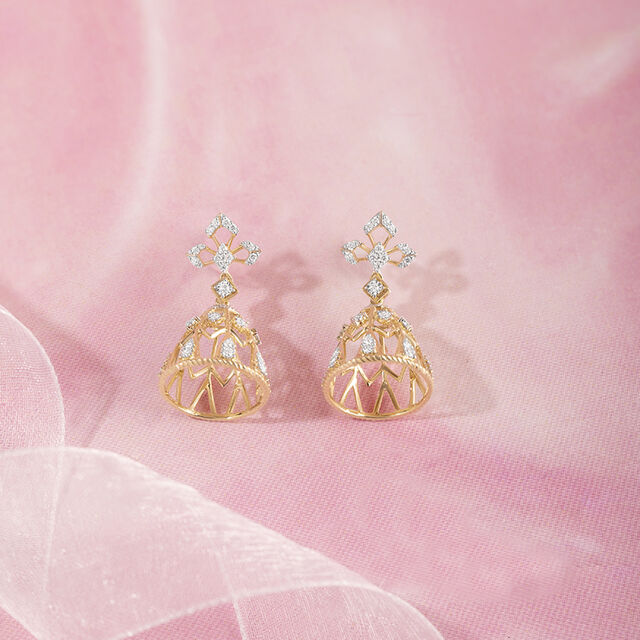 Lippan Splendour Gold & Diamond Jhumka,,hi-res image number null