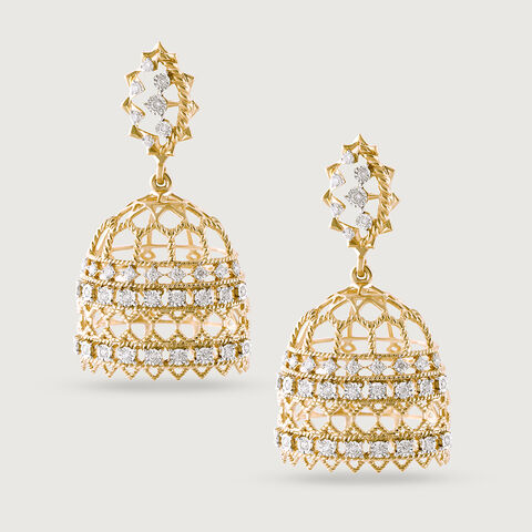 Majestic Lippan Gold & Diamond Jhumka