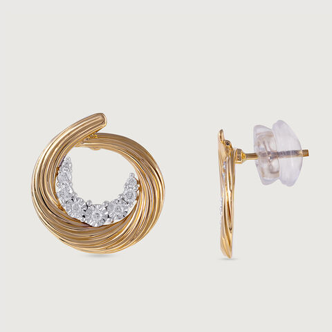 Basketry Bliss Gold and Diamond Stud Earrings
