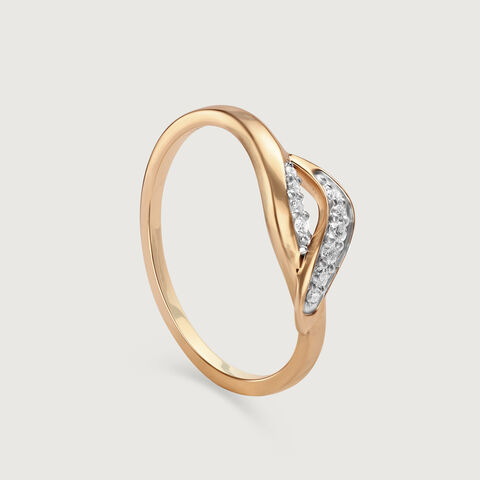 Wavelit Leaves 14 Kt Gold & Diamond Finger Ring