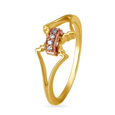 14kt Yellow and Rose Gold Diamond Finger Ring With Rose Gold Plating