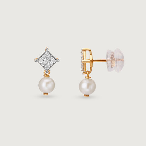 Ivory Charm Diamond & Gold Stud Earrings