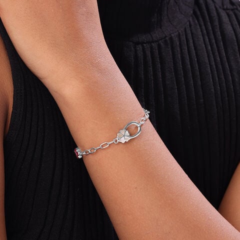 Mother of Pearl Floral Silver Bracelets