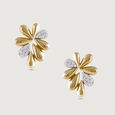Floral Sparkle Gold & Diamond Stud Earrings,,hi-res view 2