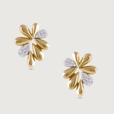 Floral Sparkle Gold & Diamond Stud Earrings