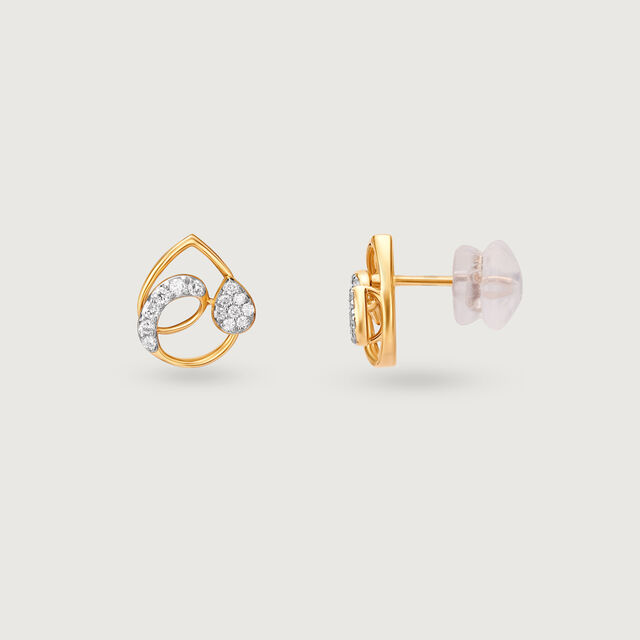 Glistening Teardrop Gold & Diamond Stud Earrings,,hi-res image number null
