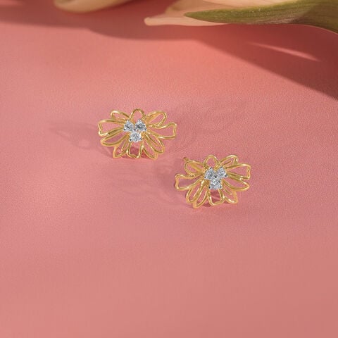Doodle Flower Diamond Stud Earrings