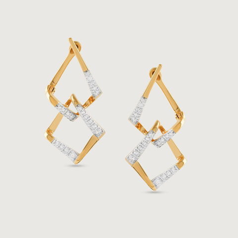 Geometric Glam Gold & Diamond Hoop Earrings