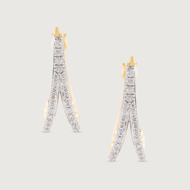 Art Deco Gold & Diamond Hoop Earrings,,hi-res image number null