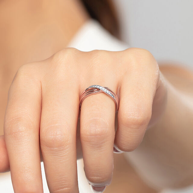 Twisted Beauty Gold & Diamond Finger Ring,,hi-res image number null