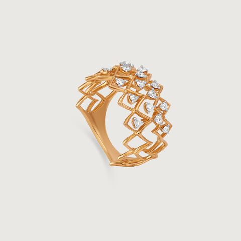 Zigzag Shine Gold & Diamond Finger Ring