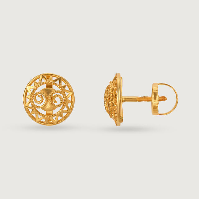 Saura Sketches 22KT Gold Stud Earrings,,hi-res image number null