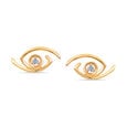 14KT Yellow Gold Angular Diamond Evil Eye Earrings,,hi-res view 3