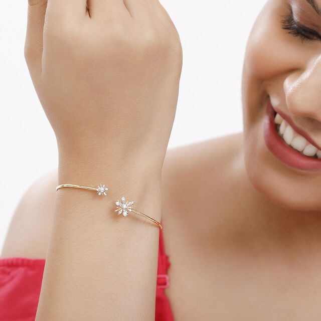 14kt Yellow Gold Blooming Diamond Bangle,,hi-res image number null