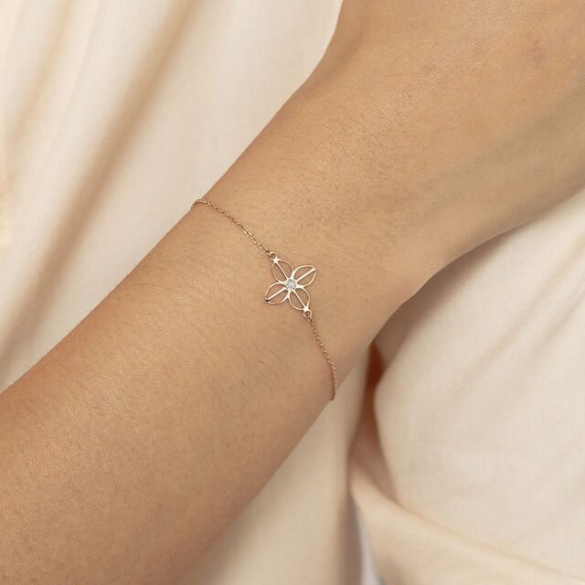 Leafy Clover Diamond & Gold Bracelet,,hi-res image number null