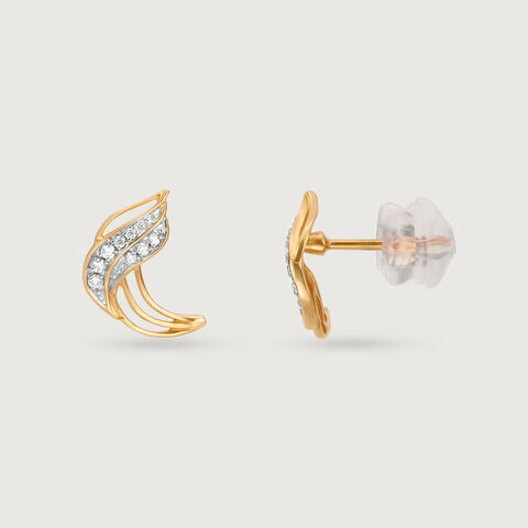 Dancing Breeze 14 Kt Gold & Diamond Stud Earrings