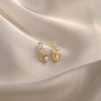 Lively Twist 14KT Diamond & Pearl Stud Earrings,,hi-res view 1